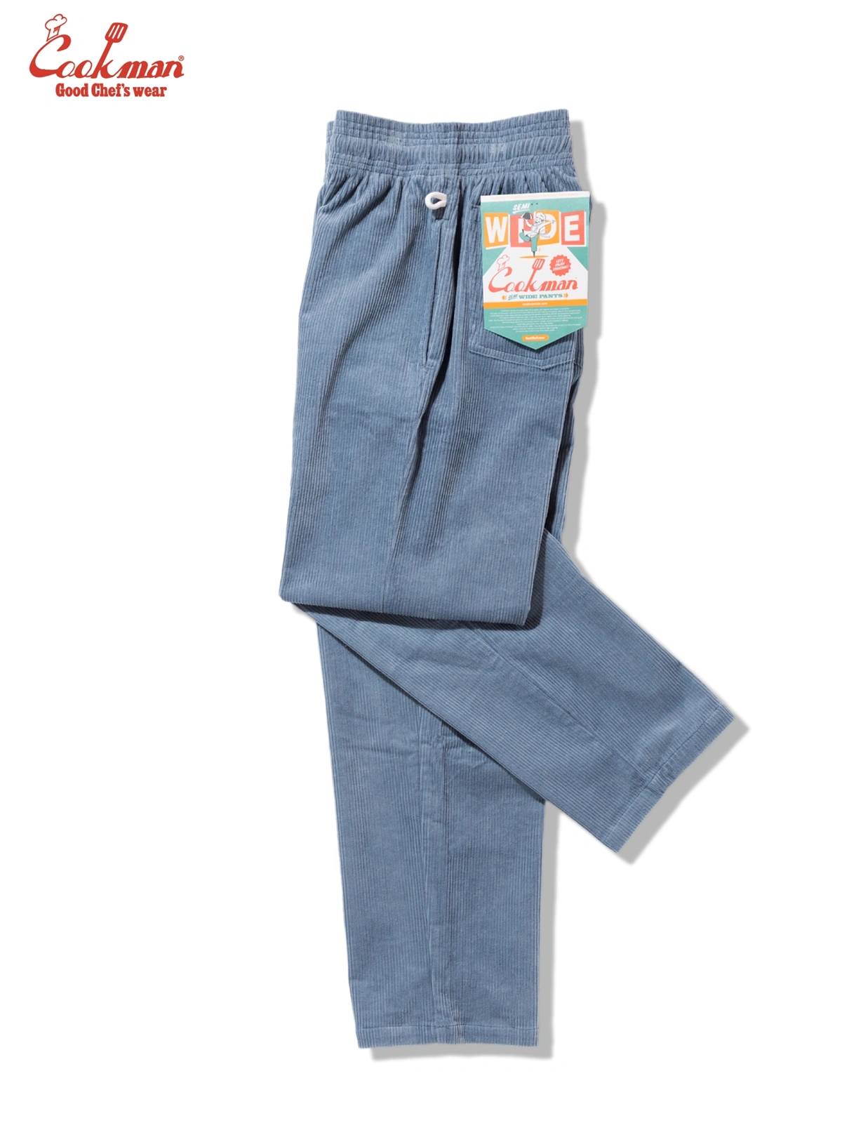 �����եѥ�� Chef Pants Semiwide Corduroy Blue Gray