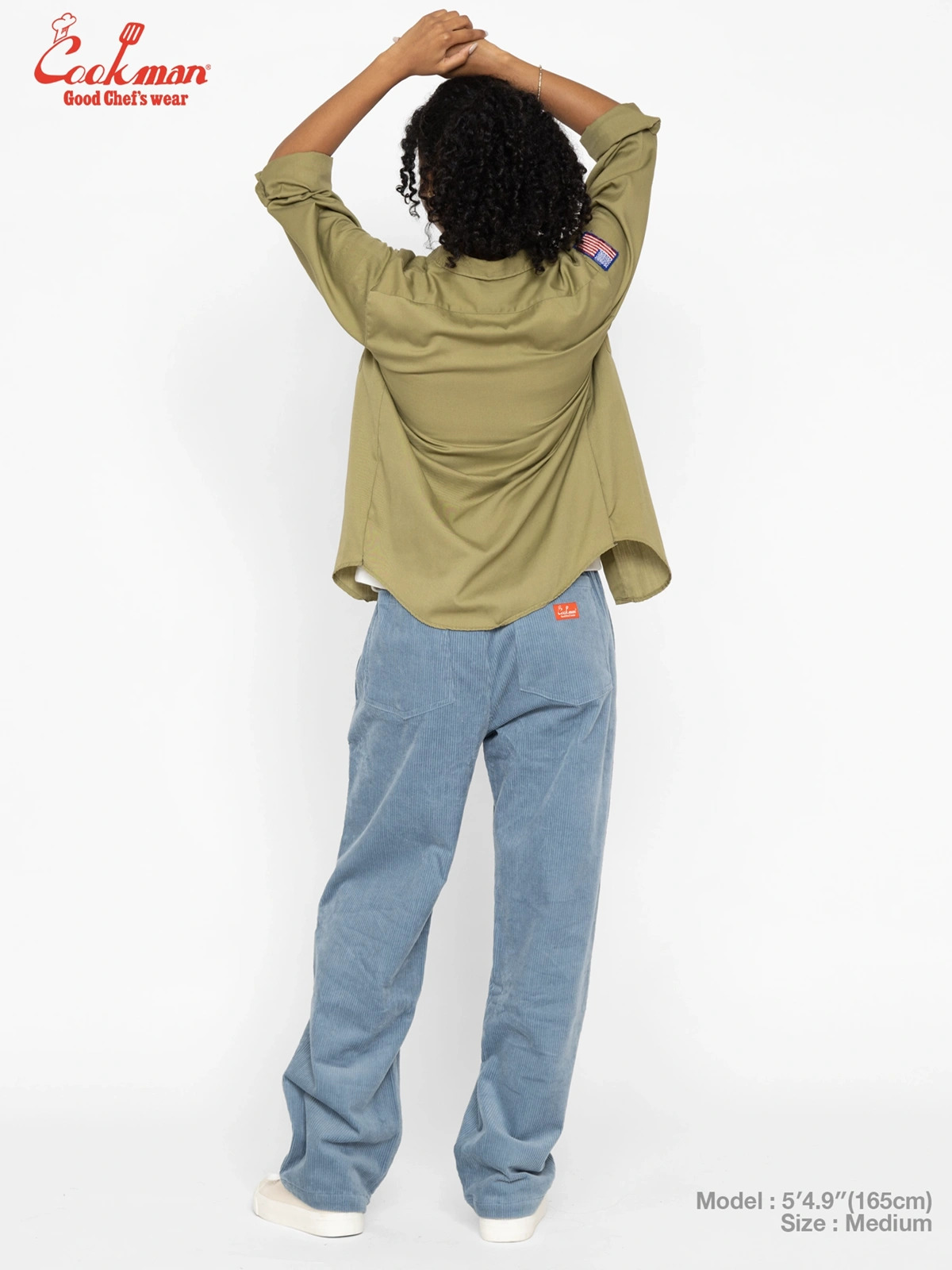 �����եѥ�� Chef Pants Semiwide Corduroy Blue Gray