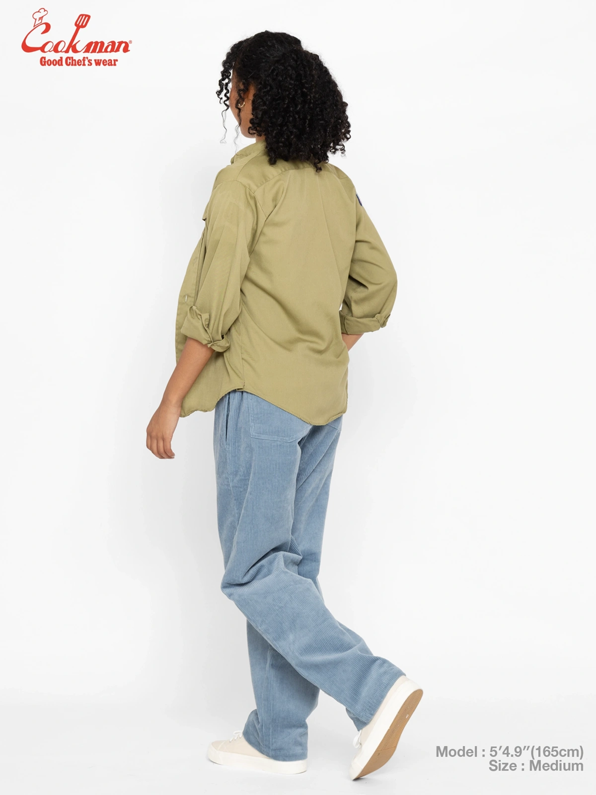 �����եѥ�� Chef Pants Semiwide Corduroy Blue Gray