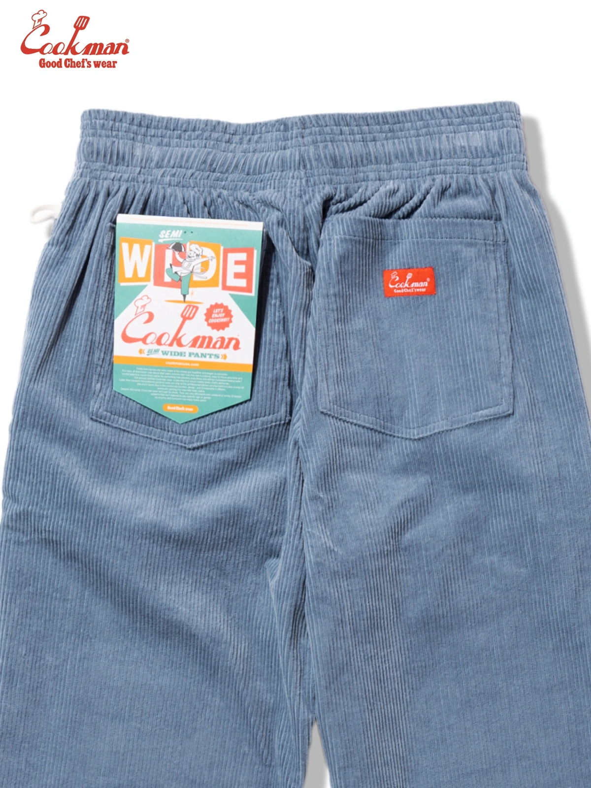 �����եѥ�� Chef Pants Semiwide Corduroy Blue Gray