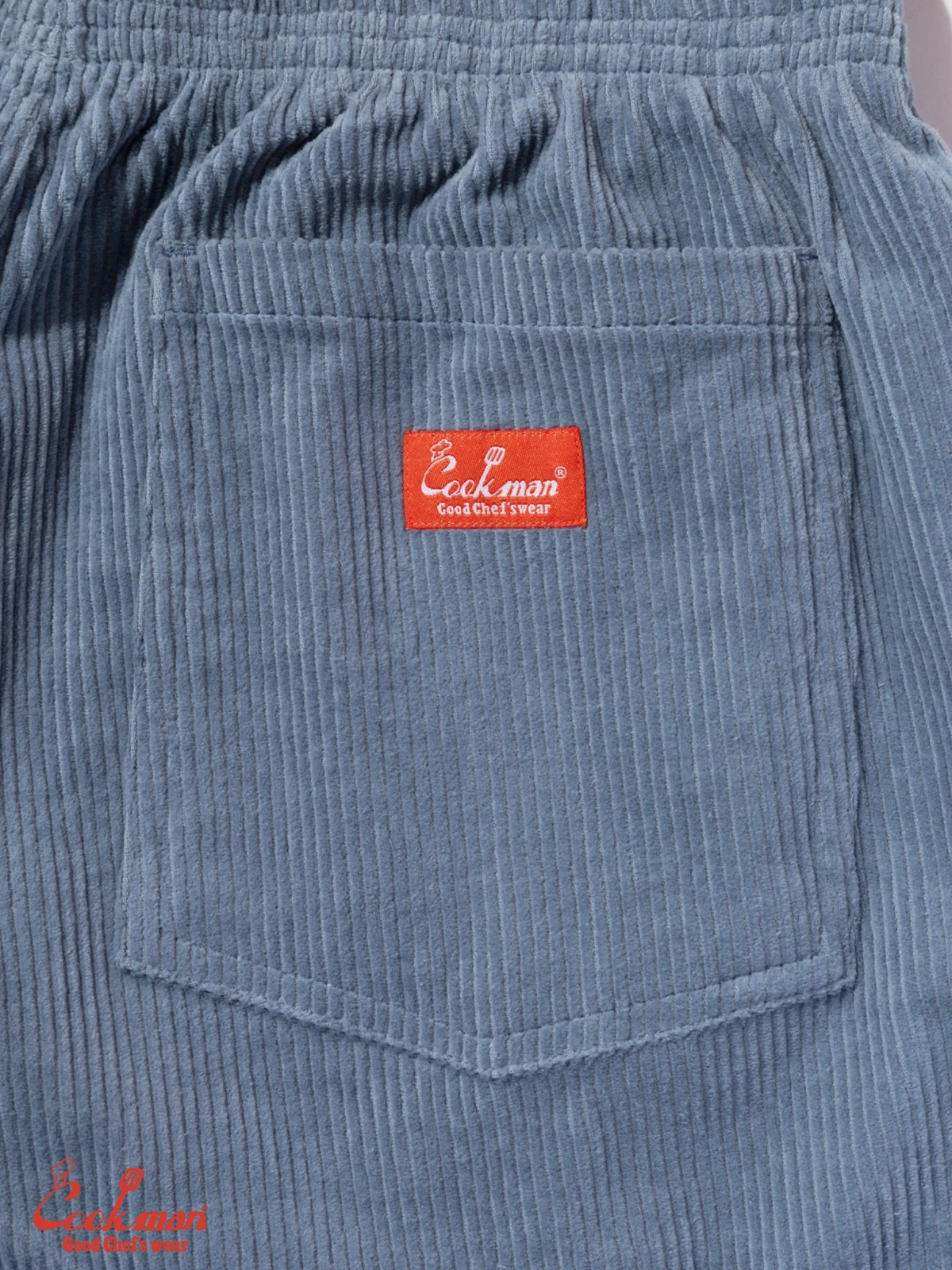 �����եѥ�� Chef Pants Semiwide Corduroy Blue Gray