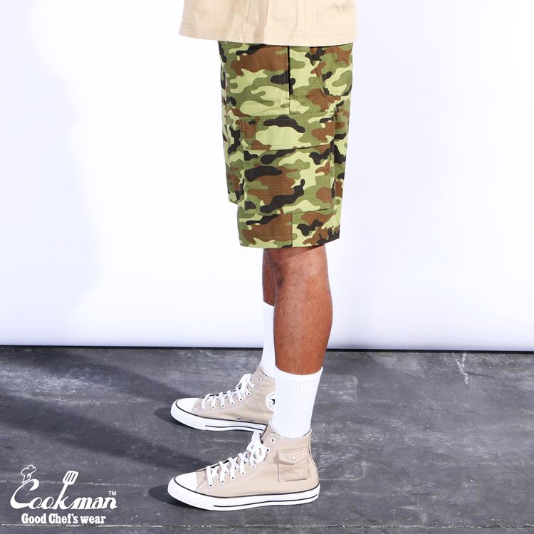 �����եѥ�� Chef Pants Short Cargo Ripstop Woodland Camo Green