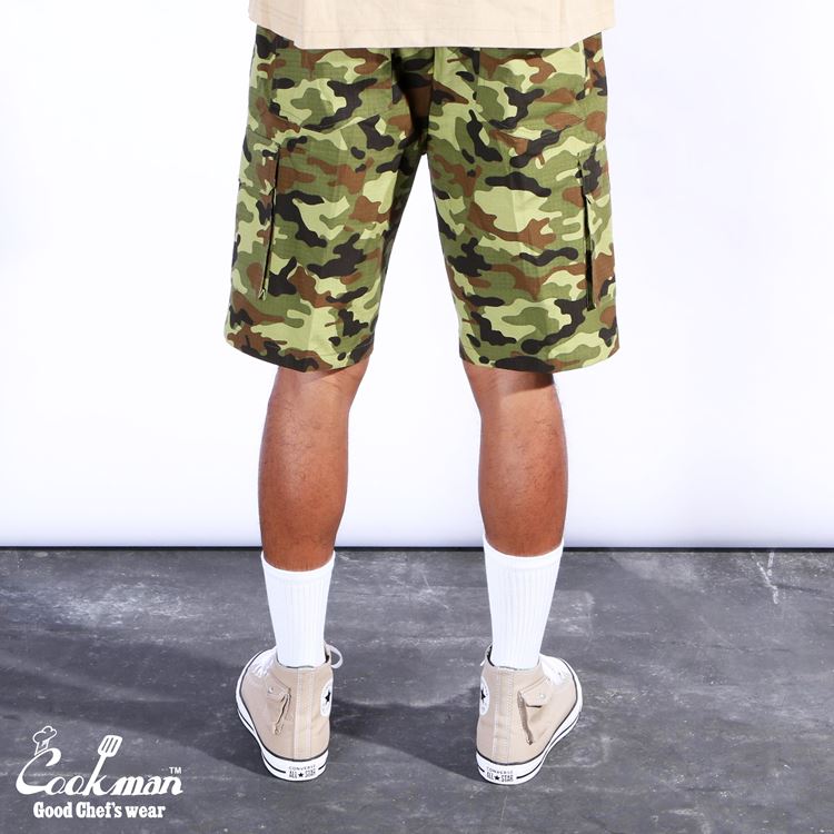 �����եѥ�� Chef Pants Short Cargo Ripstop Woodland Camo Green