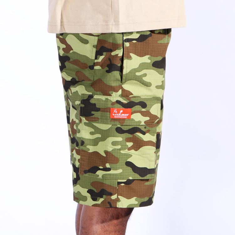 �����եѥ�� Chef Pants Short Cargo Ripstop Woodland Camo Green