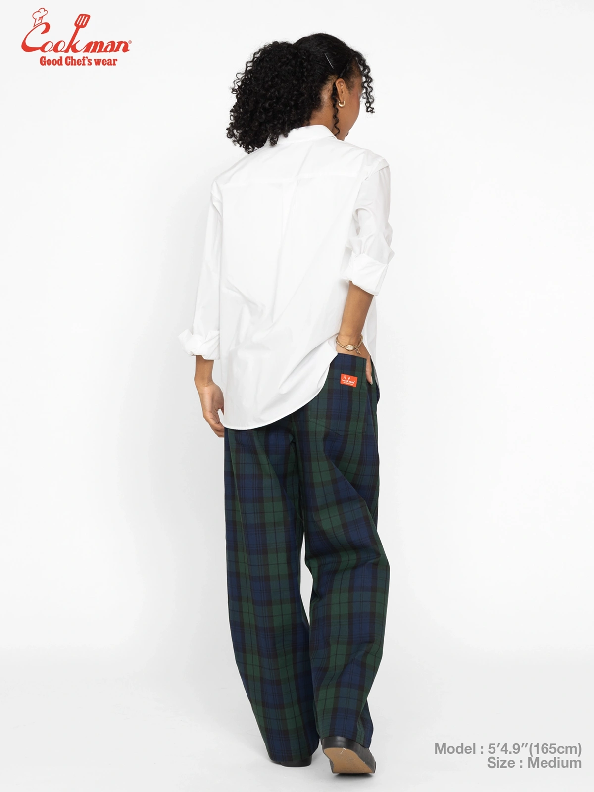 �����եѥ�� Chef Pants High-Wide Black Watch Check
