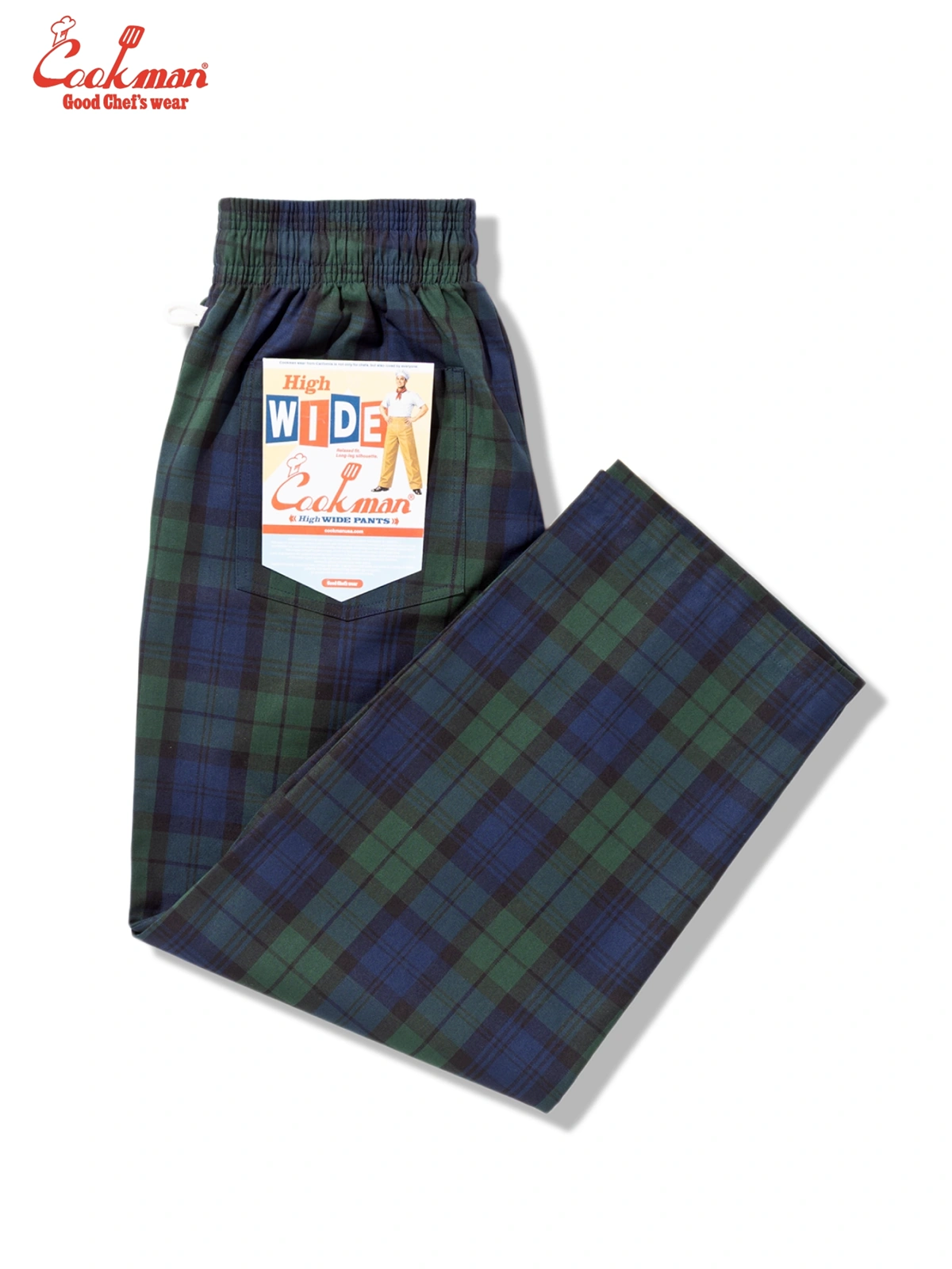 �����եѥ�� Chef Pants High-Wide Black Watch Check