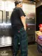 �����եѥ�� Chef Pants High-Wide Black Watch Check