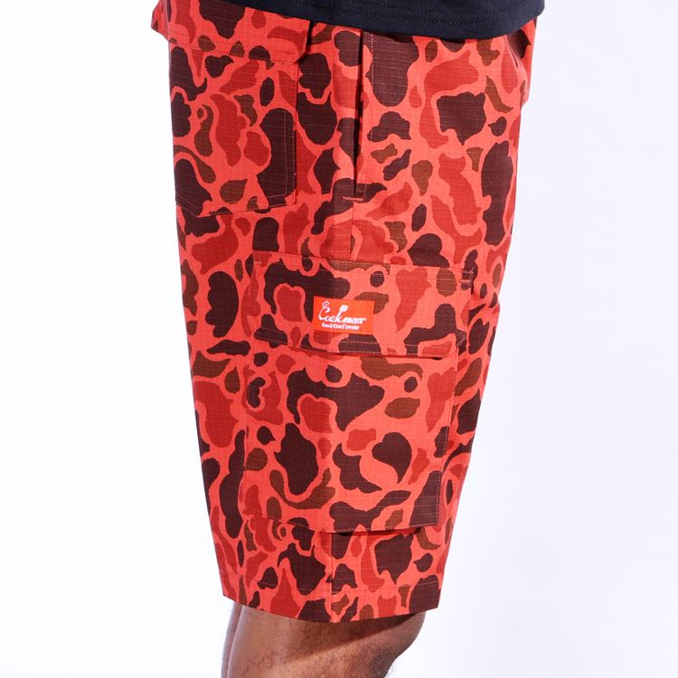 եѥ Chef Pants Short Cargo Ripstop Duck Hunter Camo Red