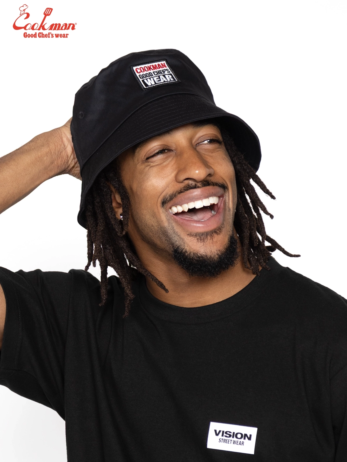 �Х��åȥϥå� Bucket Hat Vision Logo Black