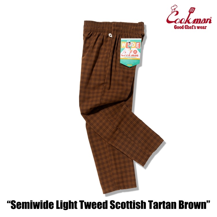 �����եѥ�� Chef Pants Semiwide Light Tweed Scottish Tartan Brown