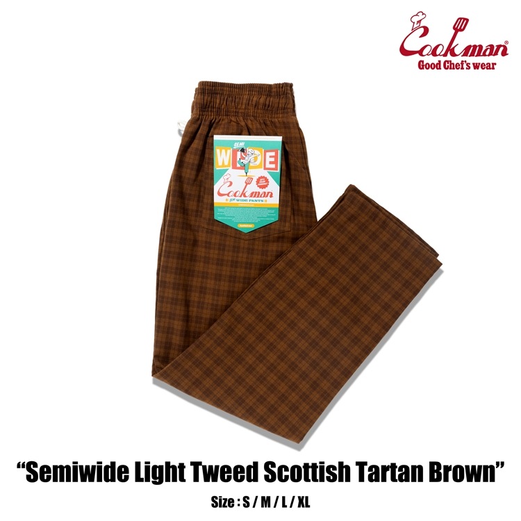 �����եѥ�� Chef Pants Semiwide Light Tweed Scottish Tartan Brown