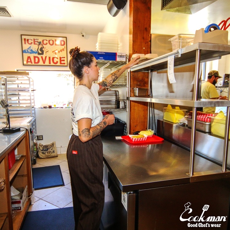 եѥ Chef Pants Stripe Muddy Coffee