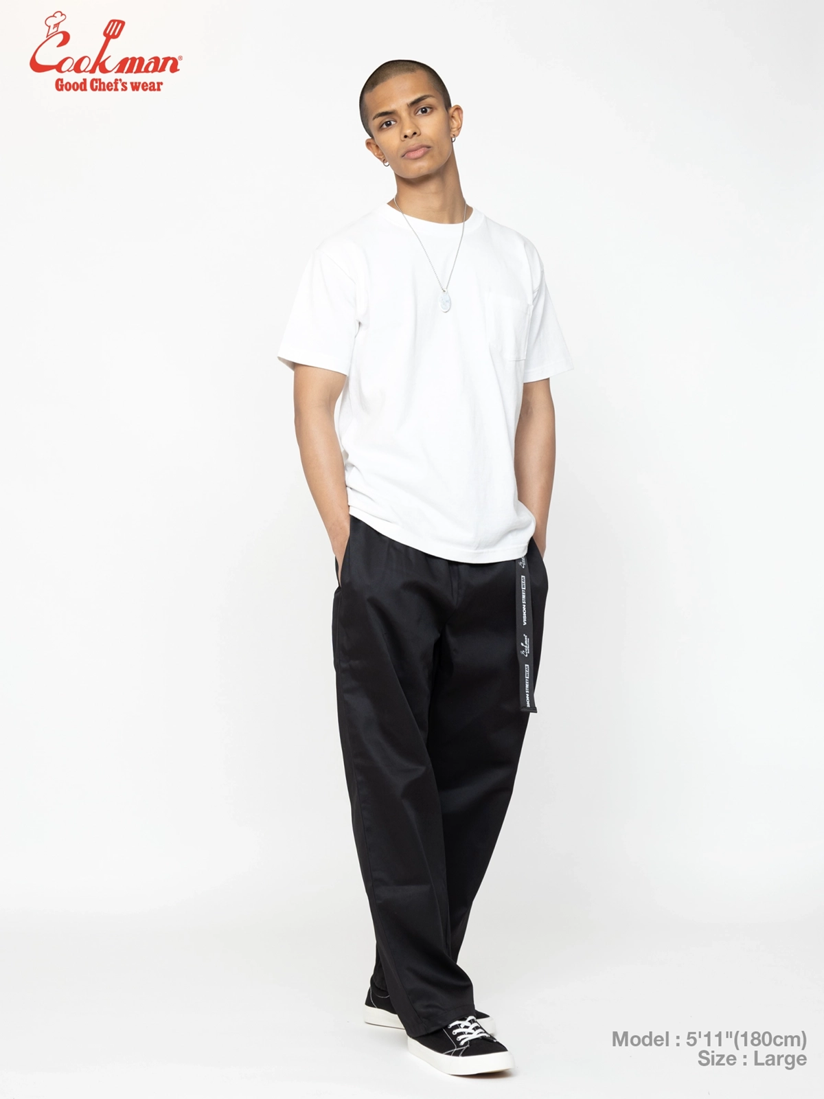 �����եѥ�� Chef Pants Semiwide Black Belt Vision Black