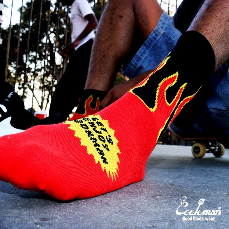 ���å��� Rib Crew Socks Flame Black / Red