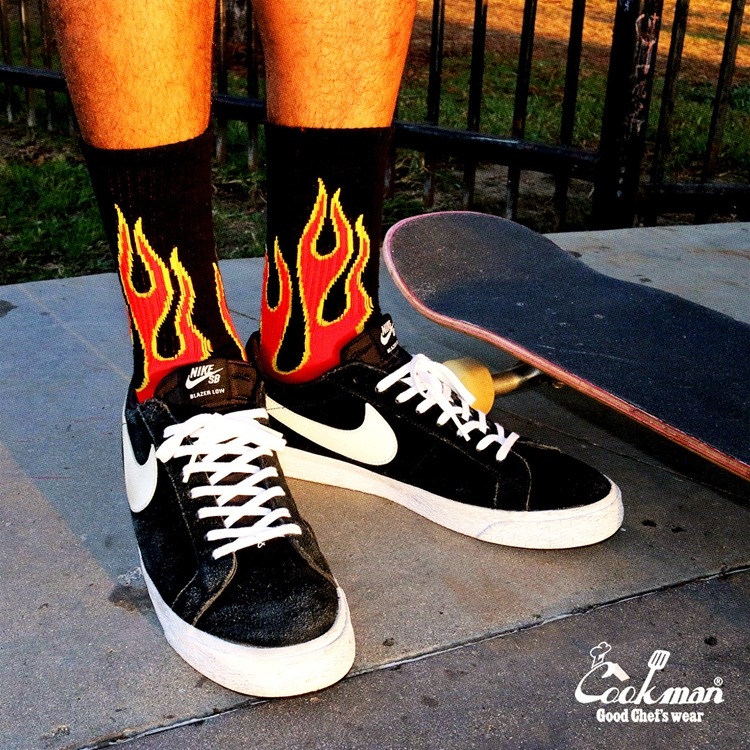 ���å��� Rib Crew Socks Flame Black / Red