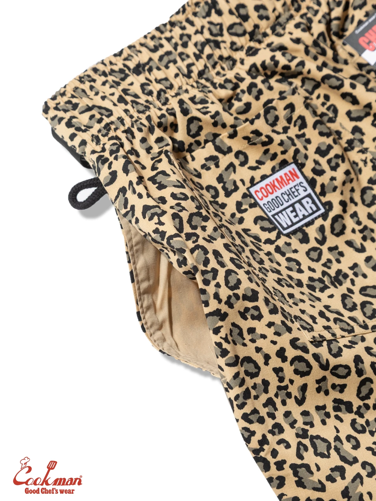 �����եѥ�� Chef Pants Semiwide Black Belt Vision Leopard Beige