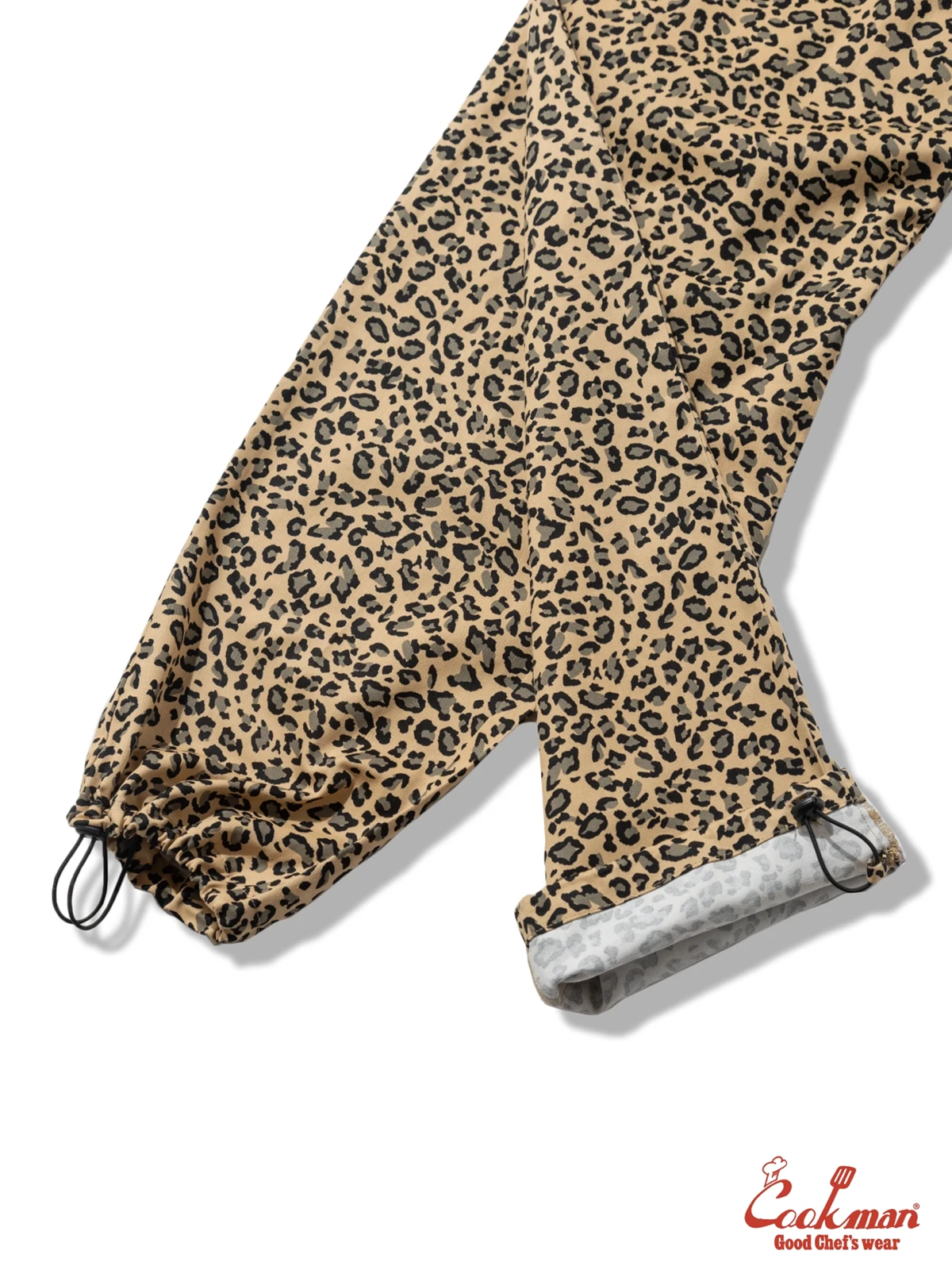 �����եѥ�� Chef Pants Semiwide Black Belt Vision Leopard Beige