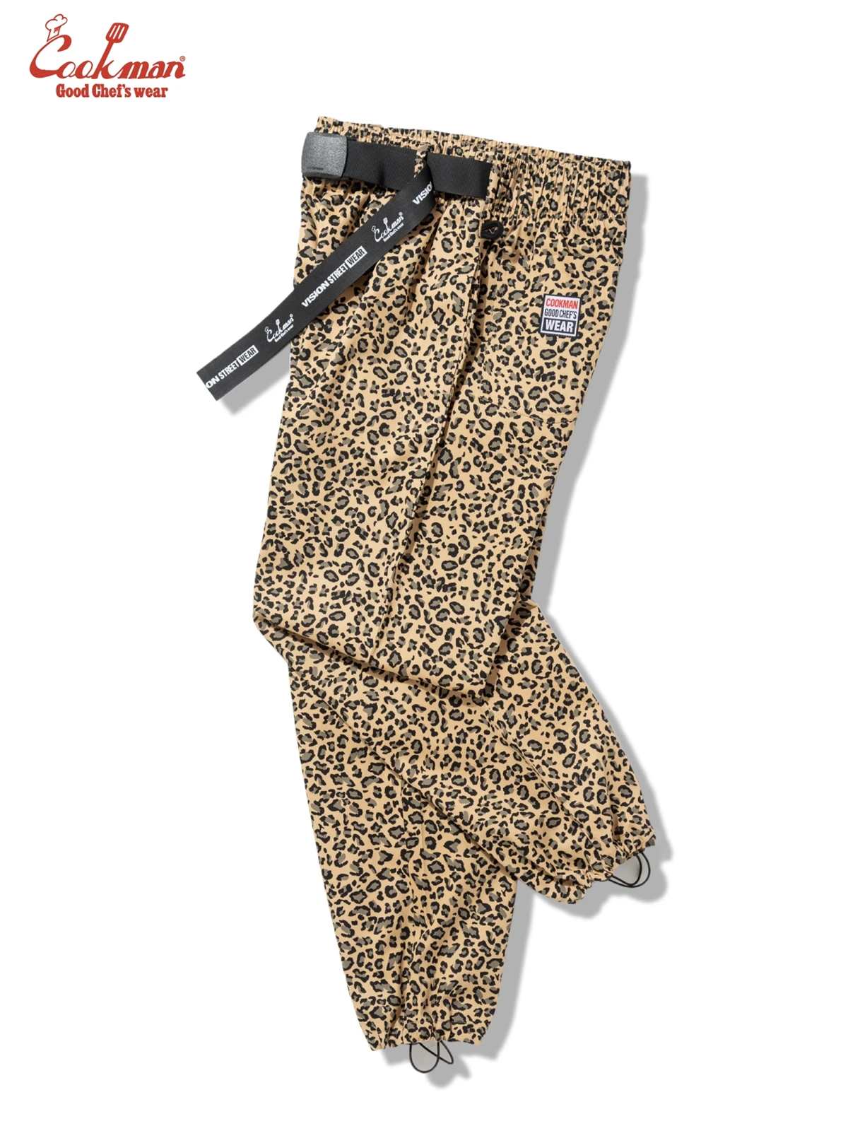 �����եѥ�� Chef Pants Semiwide Black Belt Vision Leopard Beige