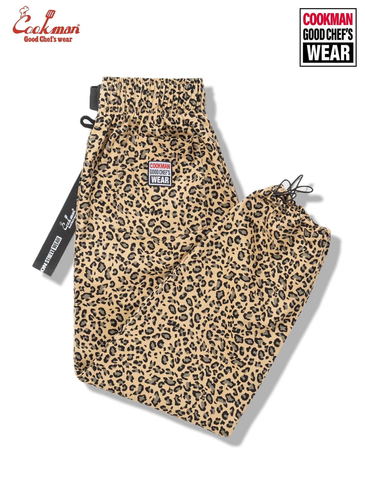 �����եѥ�� Chef Pants Semiwide Black Belt Vision Leopard Beige