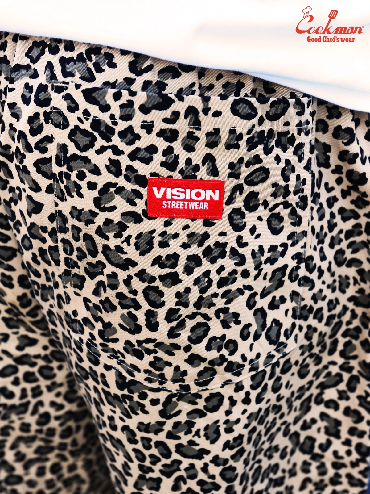 �����եѥ�� Chef Pants Semiwide Black Belt Vision Leopard Beige