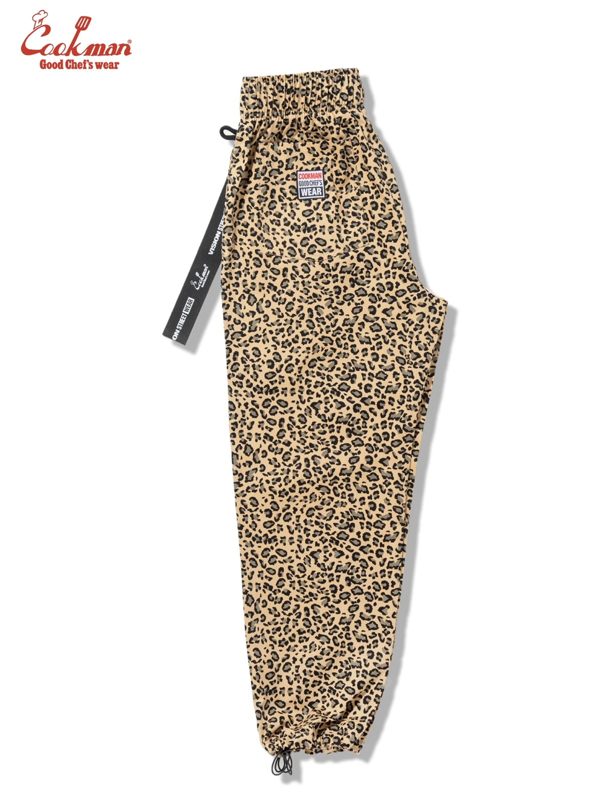�����եѥ�� Chef Pants Semiwide Black Belt Vision Leopard Beige