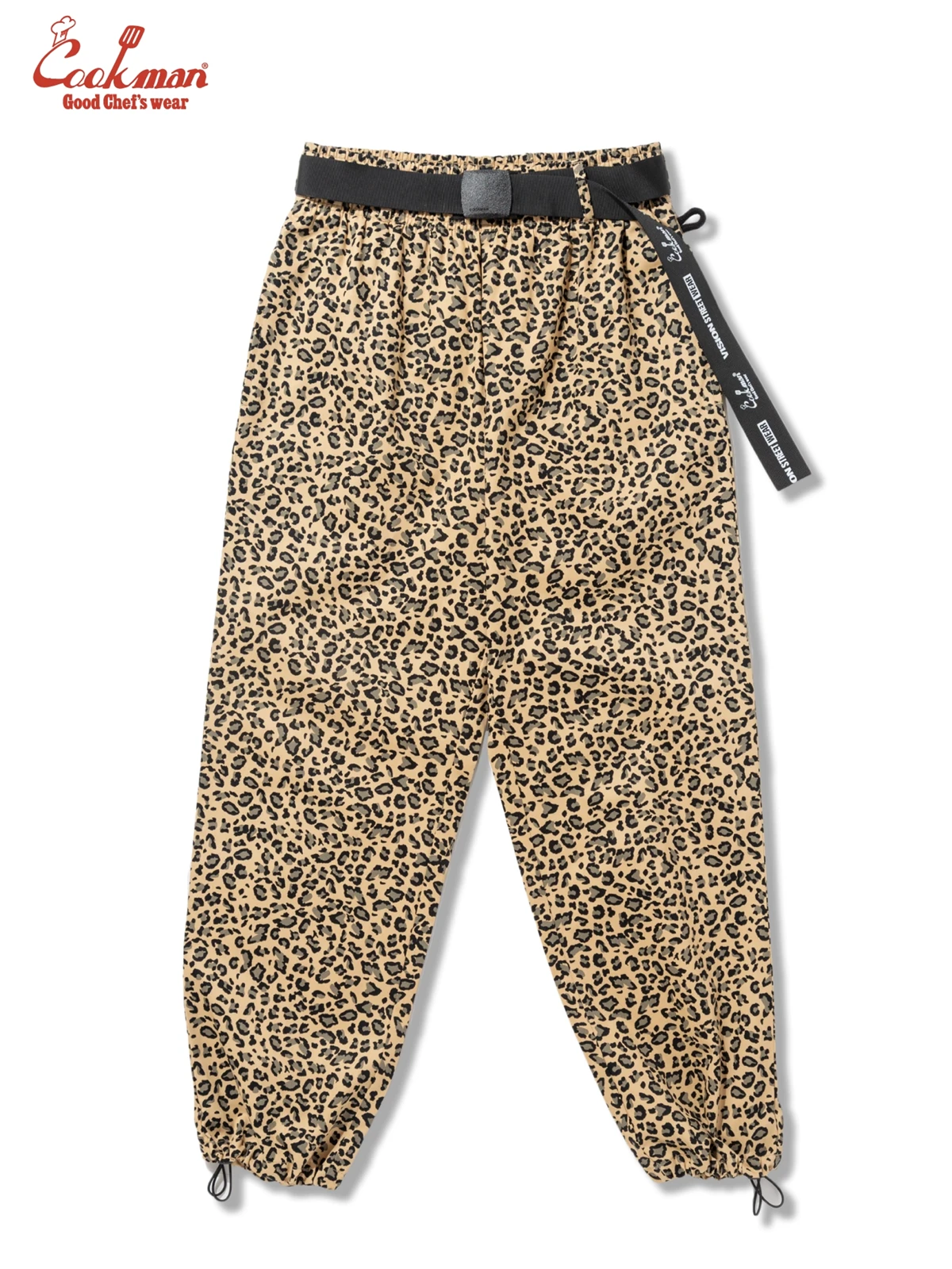 �����եѥ�� Chef Pants Semiwide Black Belt Vision Leopard Beige