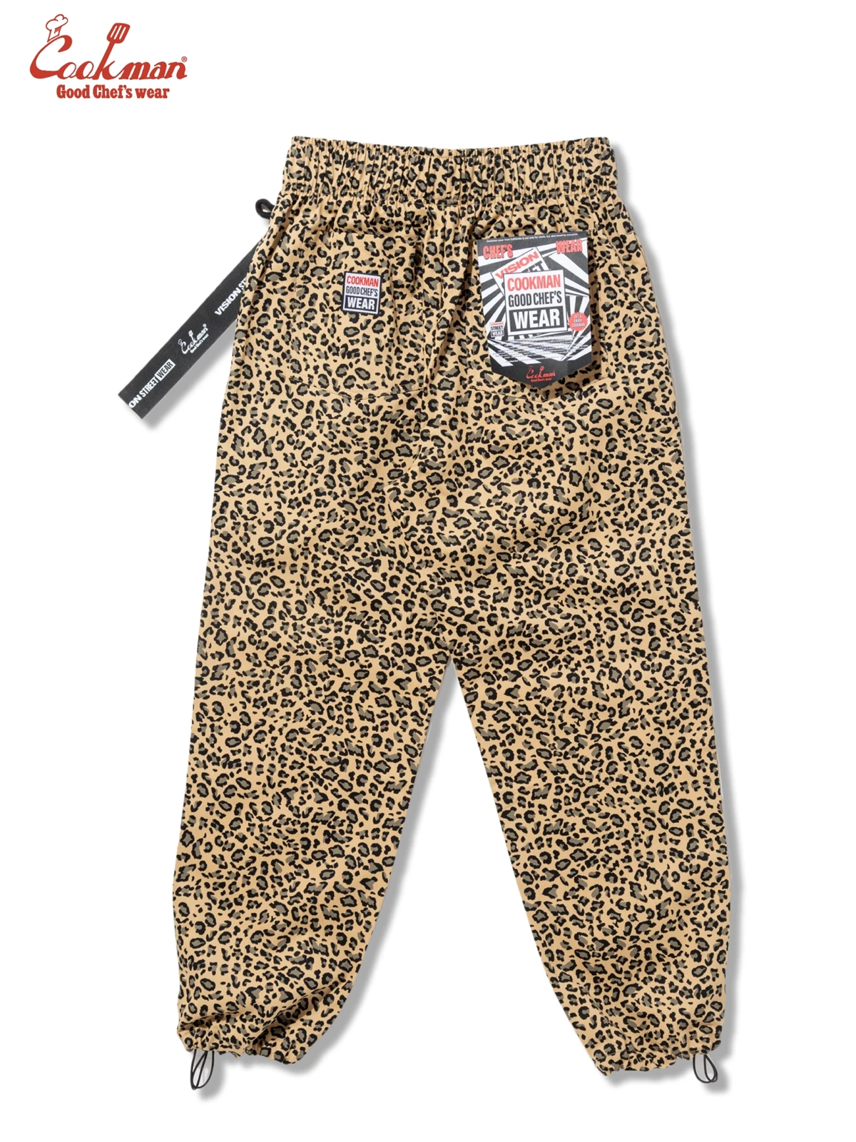 �����եѥ�� Chef Pants Semiwide Black Belt Vision Leopard Beige