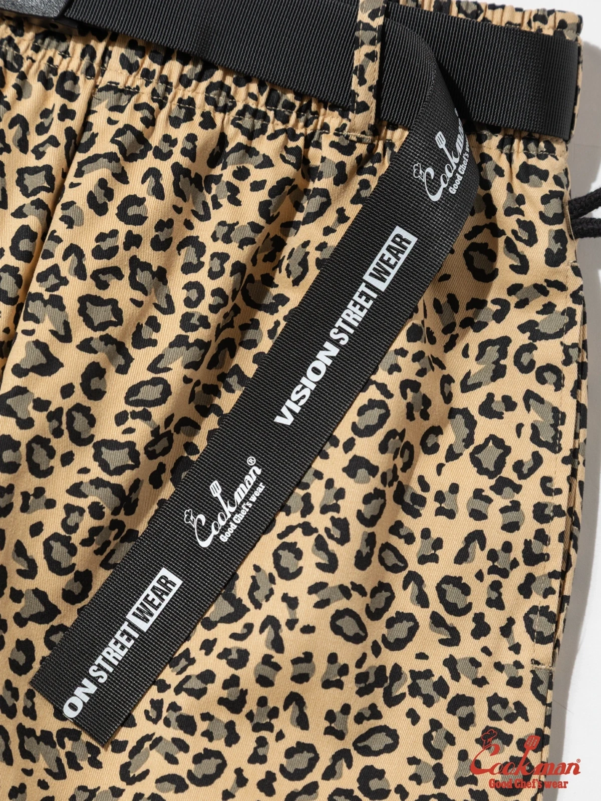 �����եѥ�� Chef Pants Semiwide Black Belt Vision Leopard Beige