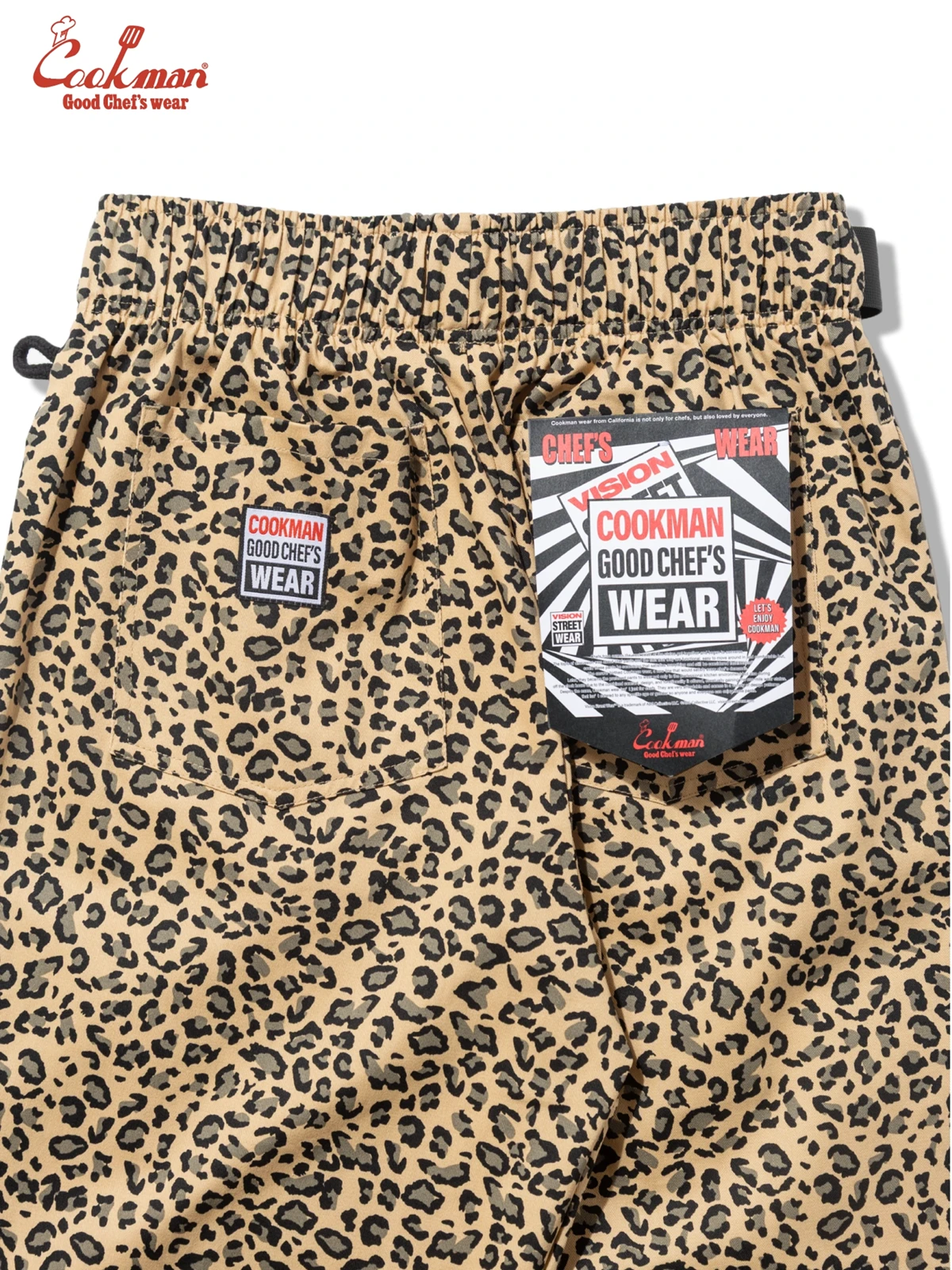 �����եѥ�� Chef Pants Semiwide Black Belt Vision Leopard Beige