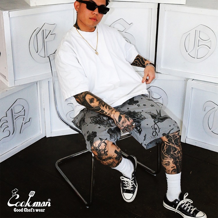 եѥ Chef Pants Short Old Tattoo Gray