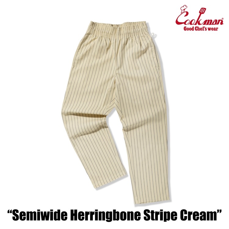 �����եѥ�� Chef Pants Semiwide Herringbone Stripe Cream