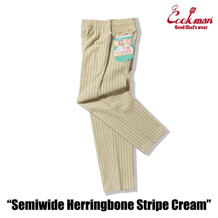 �����եѥ�� Chef Pants Semiwide Herringbone Stripe Cream