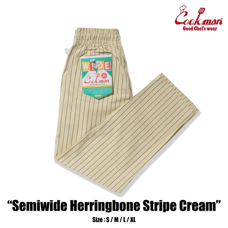 �����եѥ�� Chef Pants Semiwide Herringbone Stripe Cream