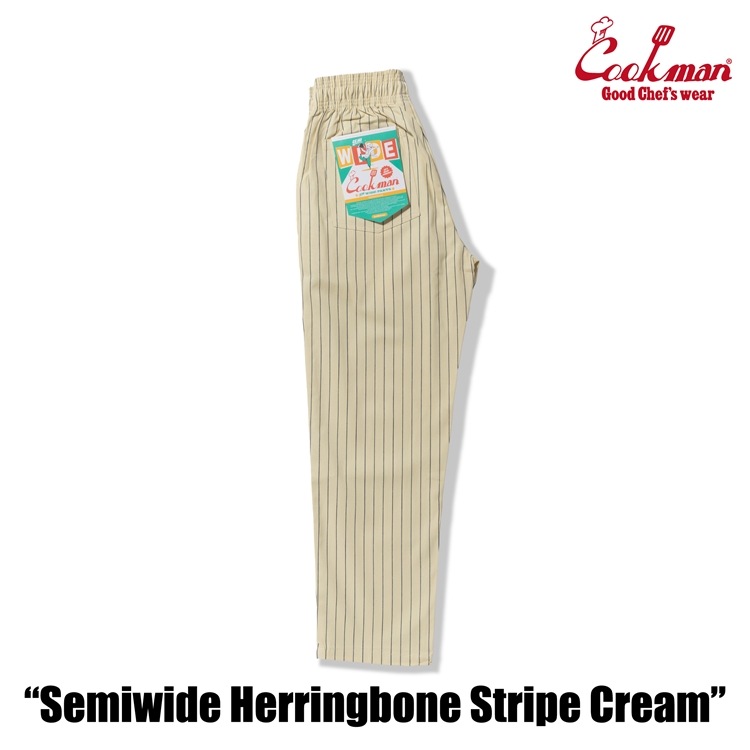 �����եѥ�� Chef Pants Semiwide Herringbone Stripe Cream