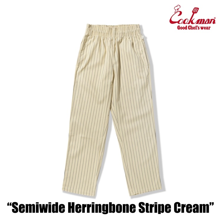 �����եѥ�� Chef Pants Semiwide Herringbone Stripe Cream