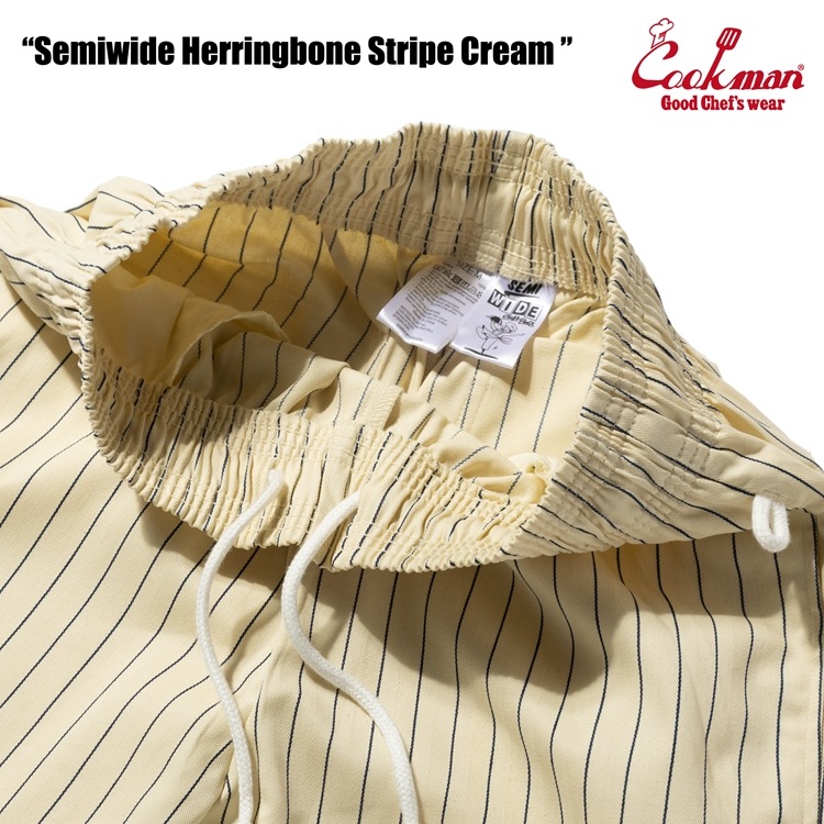 �����եѥ�� Chef Pants Semiwide Herringbone Stripe Cream