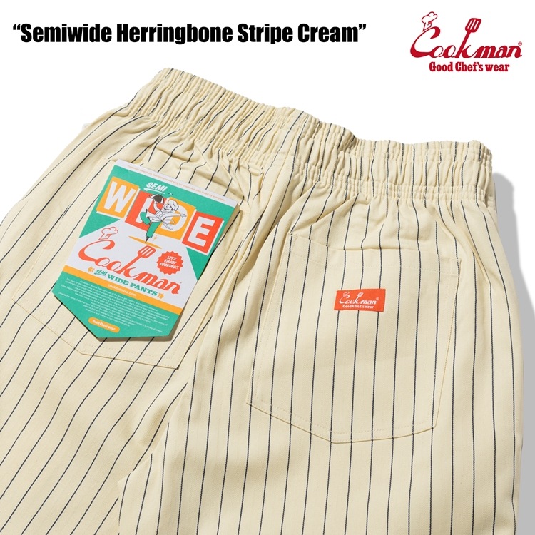 �����եѥ�� Chef Pants Semiwide Herringbone Stripe Cream