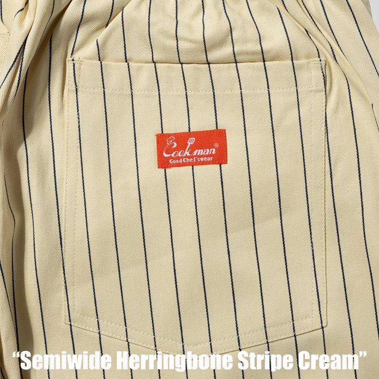 �����եѥ�� Chef Pants Semiwide Herringbone Stripe Cream