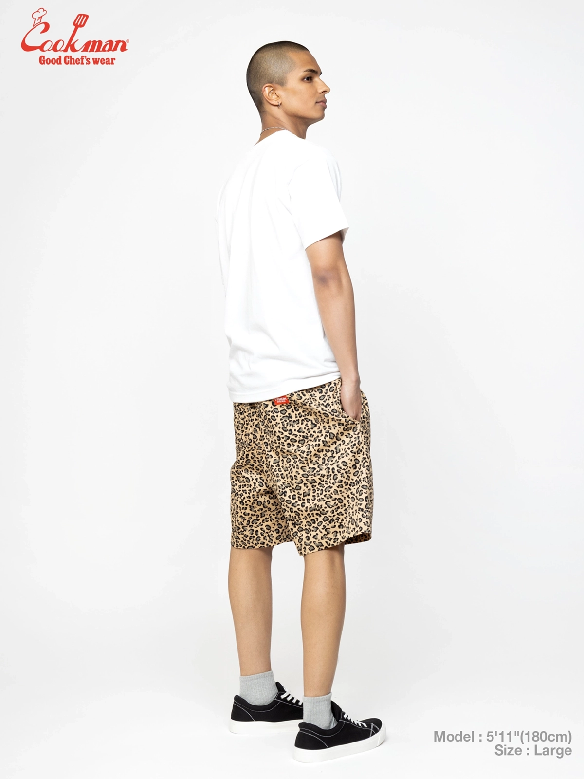 �����եѥ�� Chef Pants Short Black Belt Vision Leopard Beige