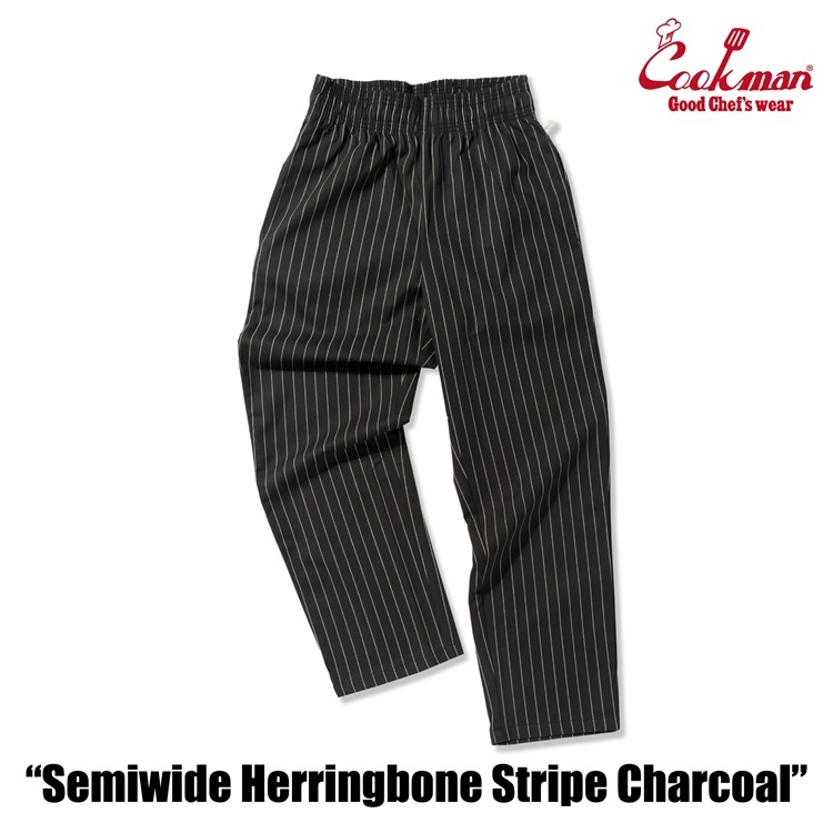 �����եѥ�� Chef Pants Semiwide Herringbone Stripe Charcoal