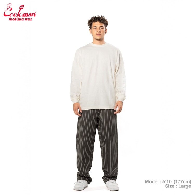 �����եѥ�� Chef Pants Semiwide Herringbone Stripe Charcoal