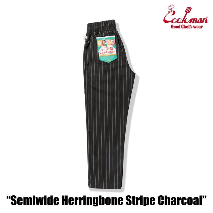 �����եѥ�� Chef Pants Semiwide Herringbone Stripe Charcoal