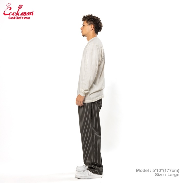 �����եѥ�� Chef Pants Semiwide Herringbone Stripe Charcoal