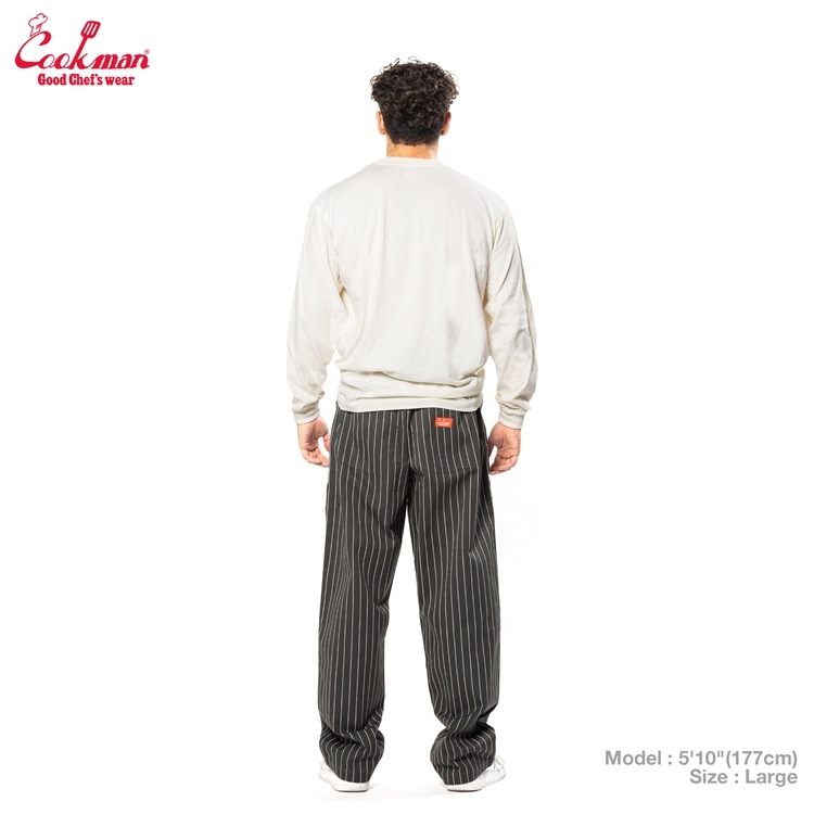 �����եѥ�� Chef Pants Semiwide Herringbone Stripe Charcoal