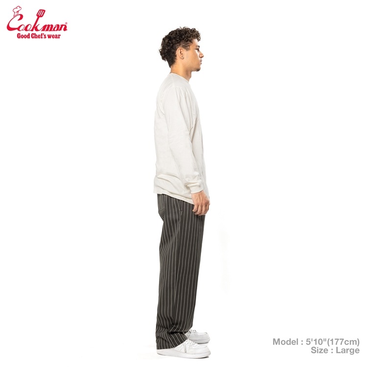 �����եѥ�� Chef Pants Semiwide Herringbone Stripe Charcoal