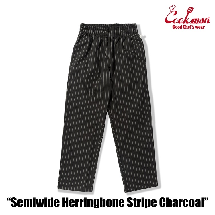 �����եѥ�� Chef Pants Semiwide Herringbone Stripe Charcoal