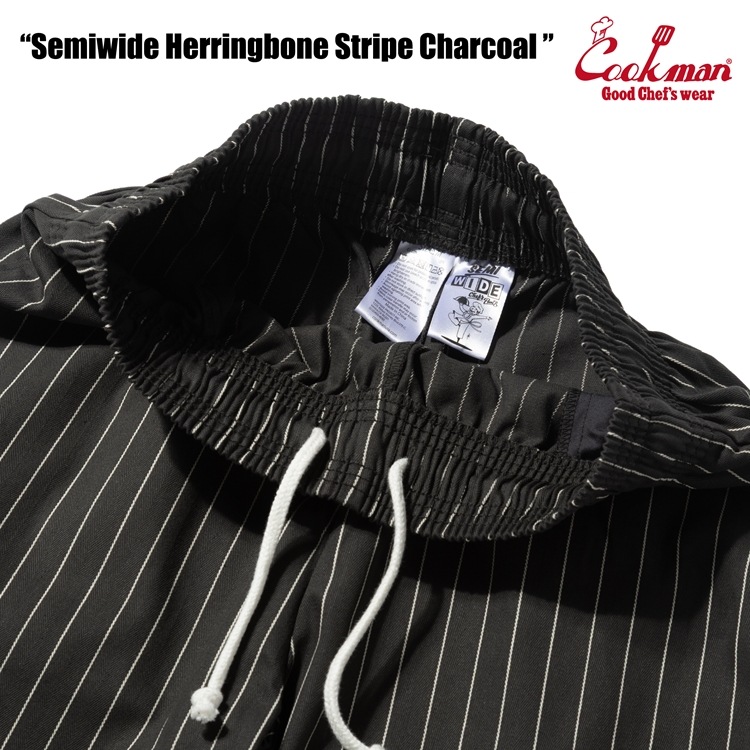 �����եѥ�� Chef Pants Semiwide Herringbone Stripe Charcoal