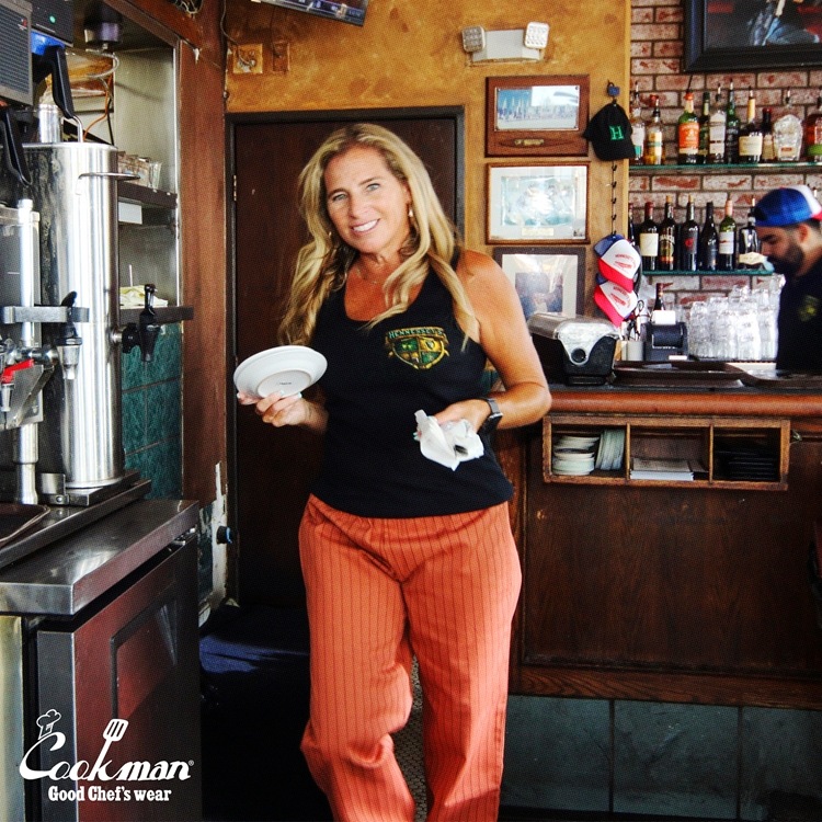 �����եѥ�� Chef Pants Semiwide Herringbone Stripe Brick