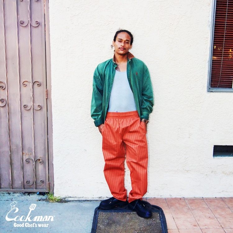 �����եѥ�� Chef Pants Semiwide Herringbone Stripe Brick