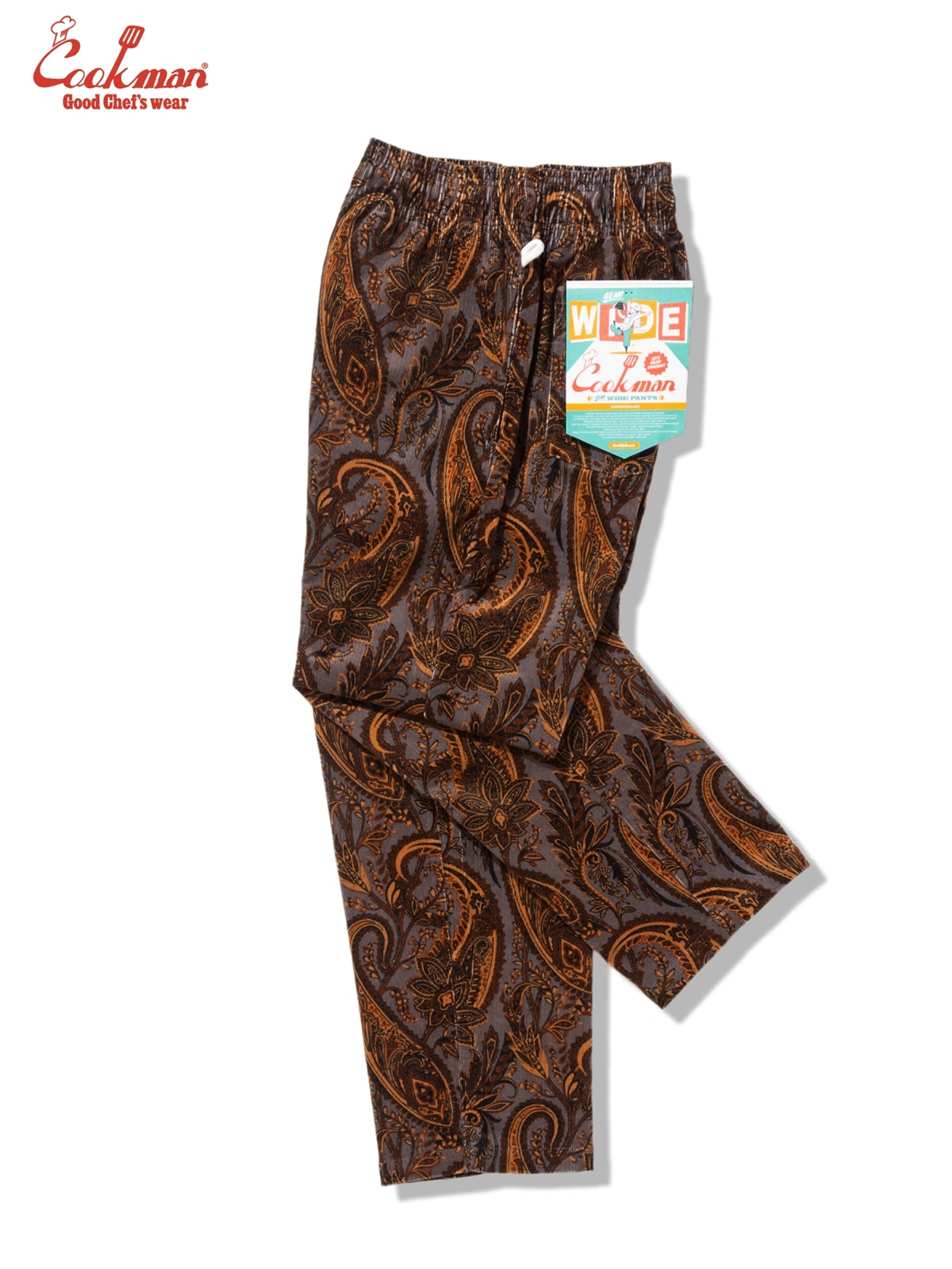 �����եѥ�� Chef Pants Semiwide Corduroy Paisley Brown